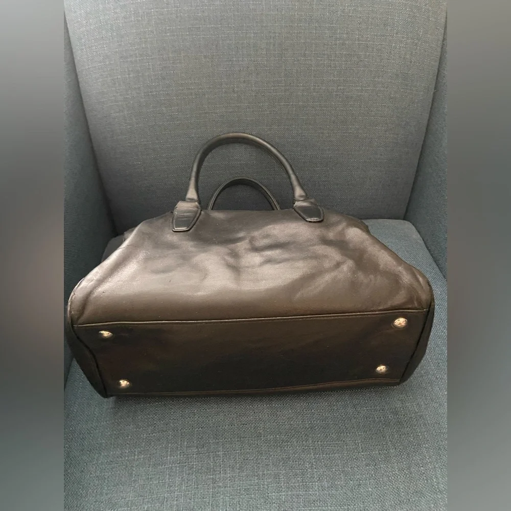 Coach Black Leather Handbag Satchel Silver Hardware - Picture 4 of 16